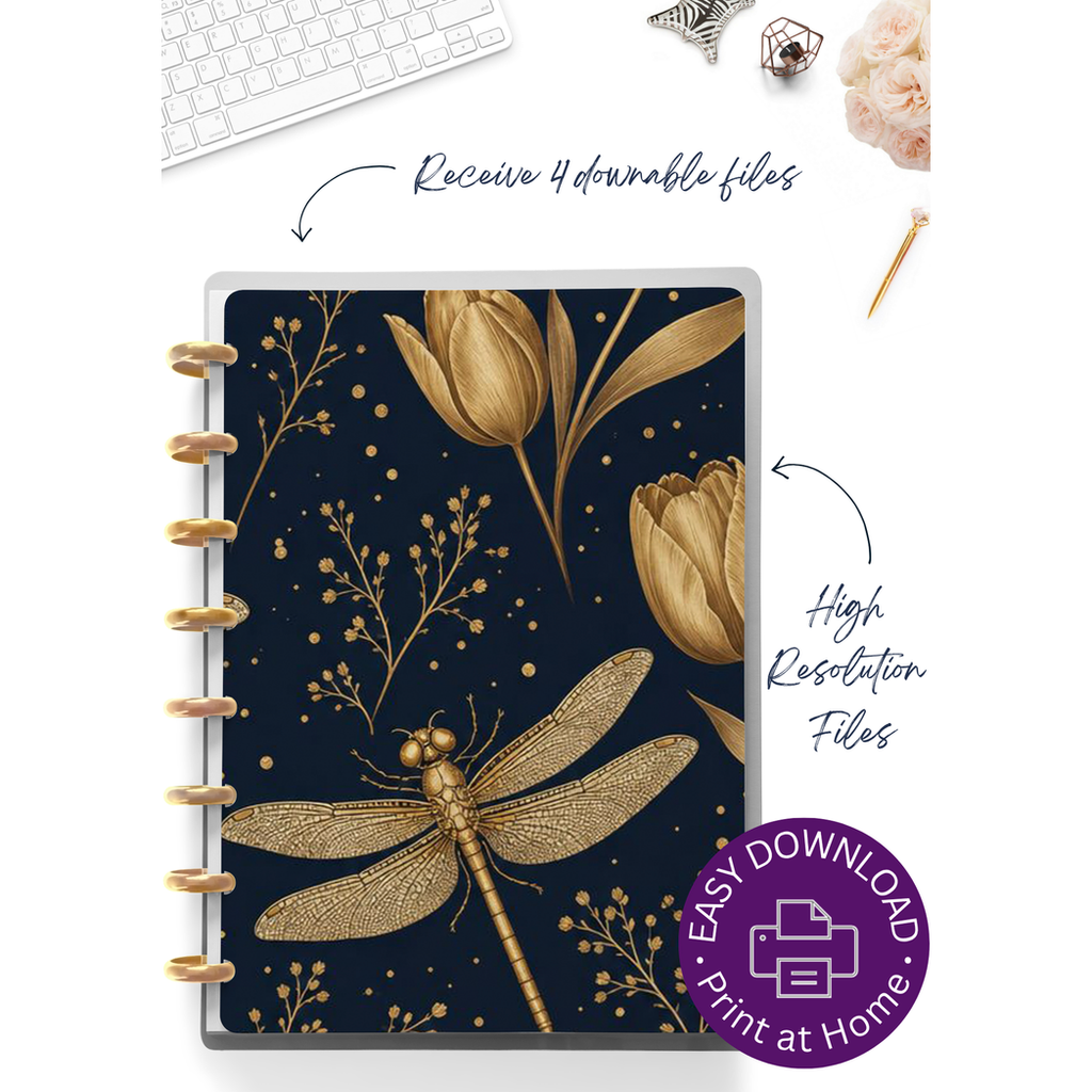 Golden Dragonfly & Midnight Tulip | Digital Download