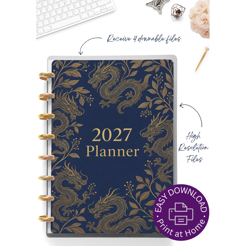 2027 Royal Golden Dragon Planner Cover | Digital Download