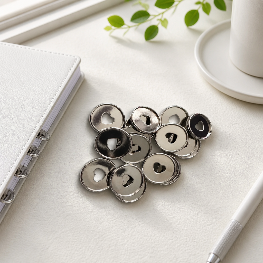 Discbound Silver Heart Discs Planner Rings 35mm | 11 Planner Rings