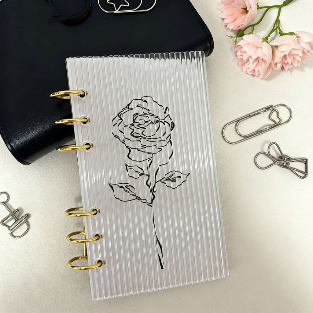 Luxury Acrylic Fluted Planner Dashboard | A5 | 6-Ring | Rose Design Edition