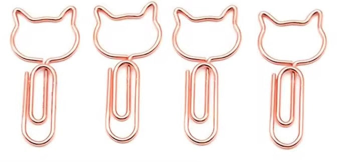 Clips de papel de metal con gatitos | Oro rosa | Paquete de 5