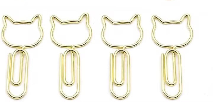 Clips de Papel de Metal con Gatitos | Oro | Paquete de 5
