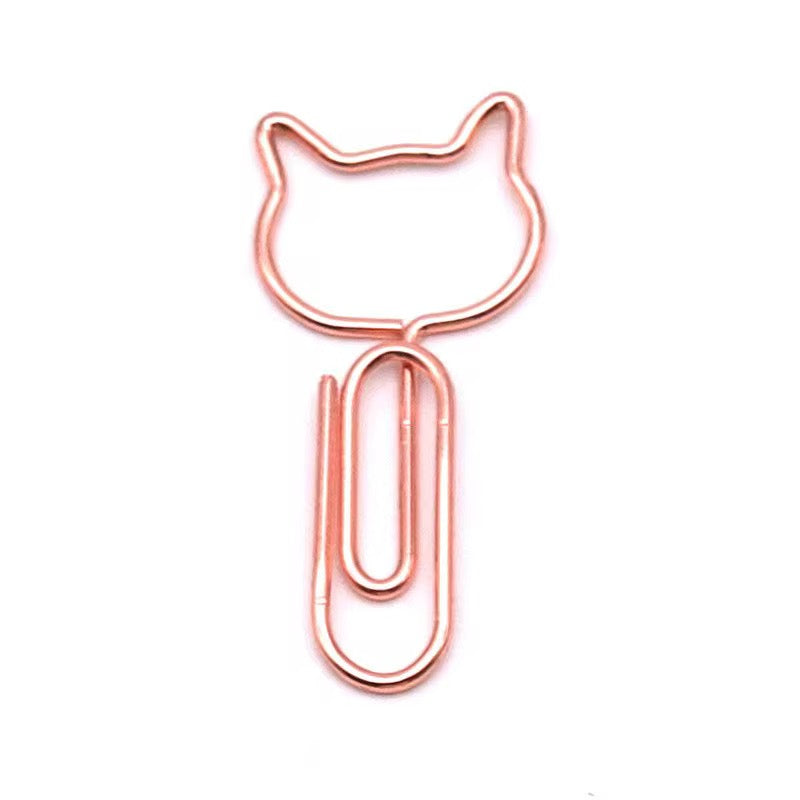 Clips de papel de metal con gatitos | Oro rosa | Paquete de 5