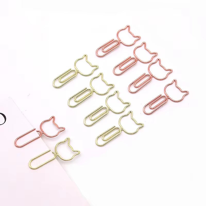 Clips de papel de metal con gatitos | Oro rosa | Paquete de 5
