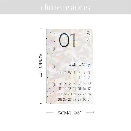 2027 Mini Planner Holographic Calendar Cards | 12 Month Set