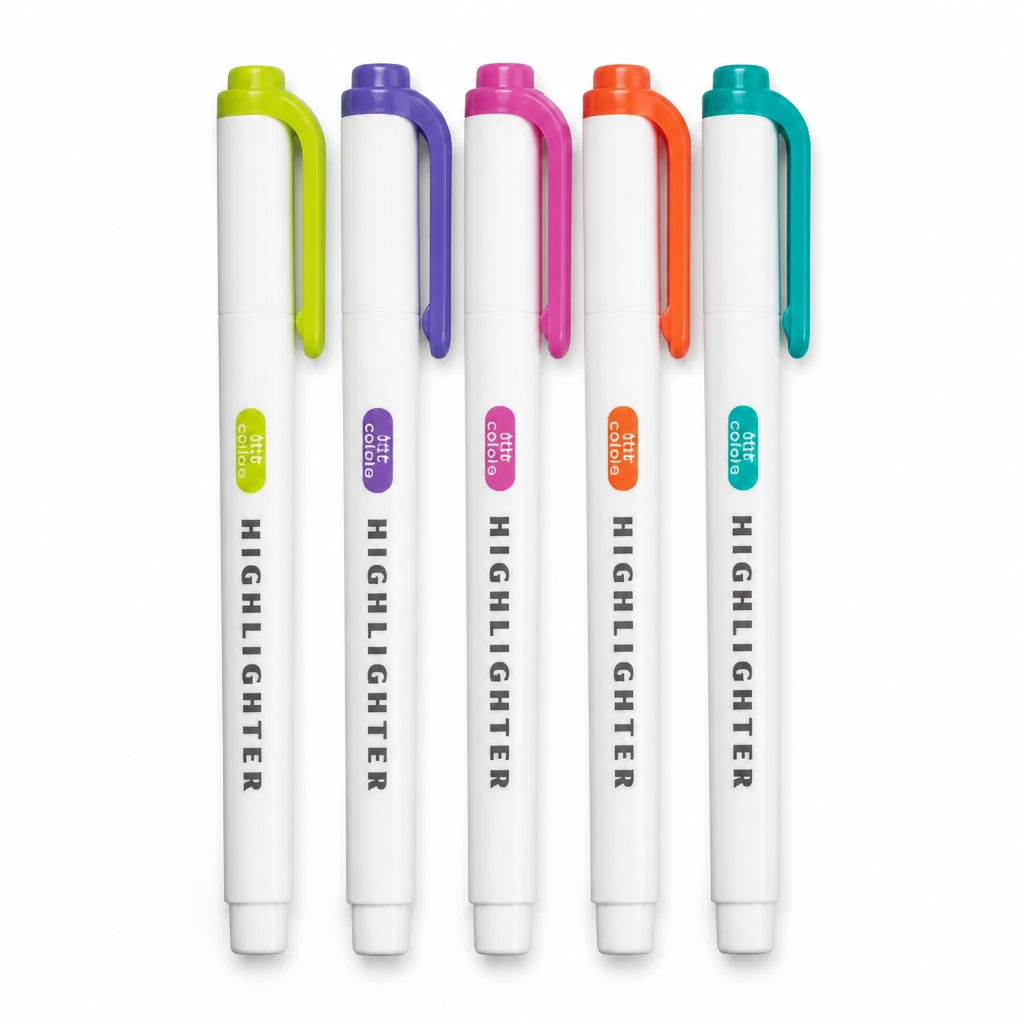 Dual‑Tip Highlighter Set | 5 Colour Core