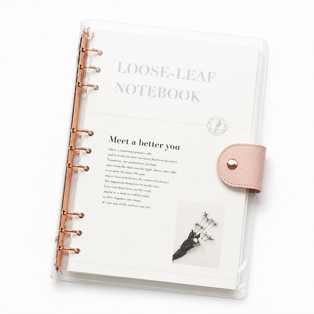 Transparent Ring Binder Planner | A5 B5 | Black, Silver, Rose Gold