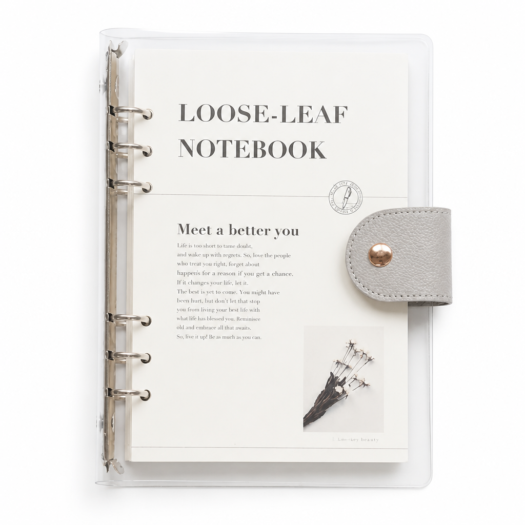 Transparent Ring Binder Planner | A5 B5 | Black, Silver, Rose Gold