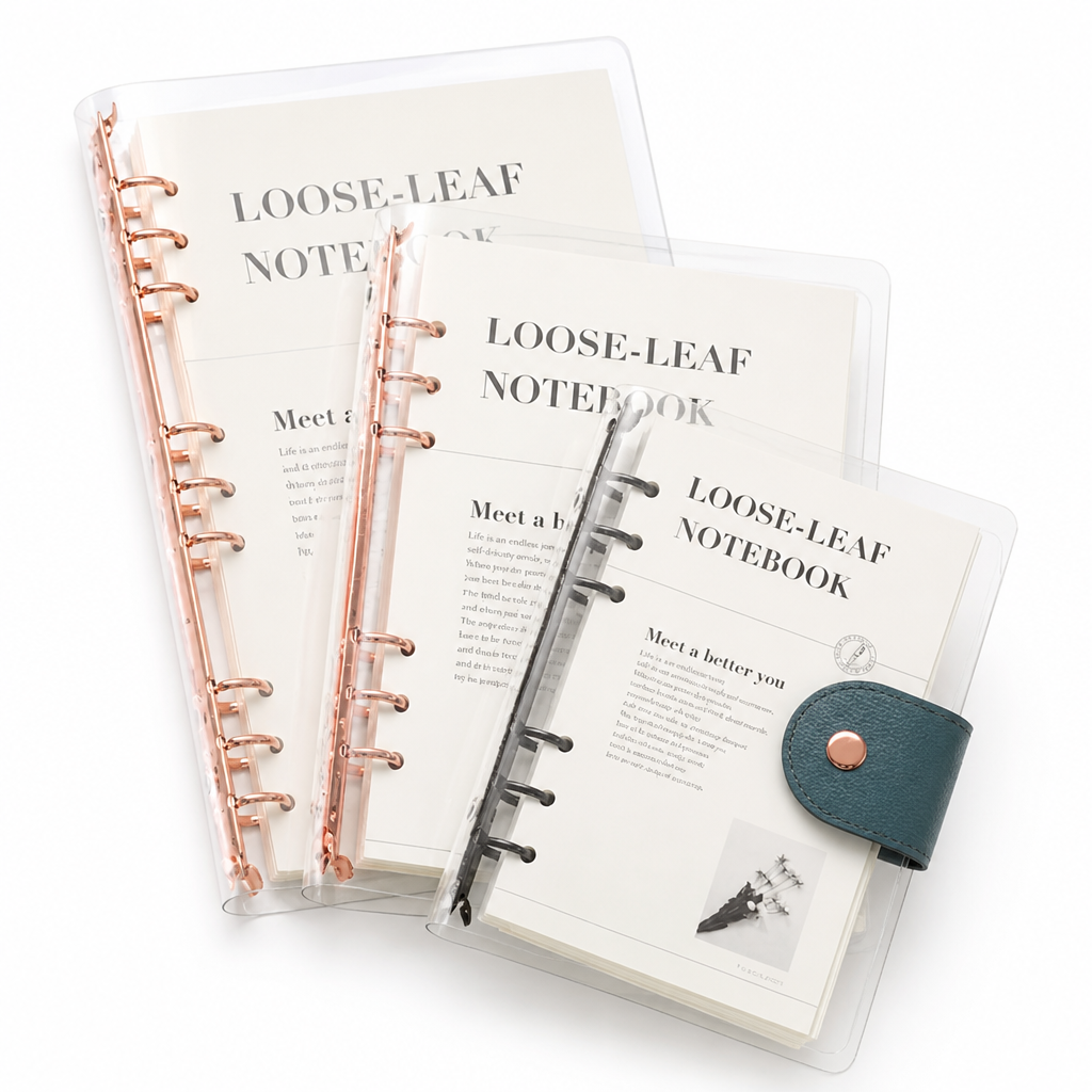 Transparent Ring Binder Planner | A5 B5 | Black, Silver, Rose Gold