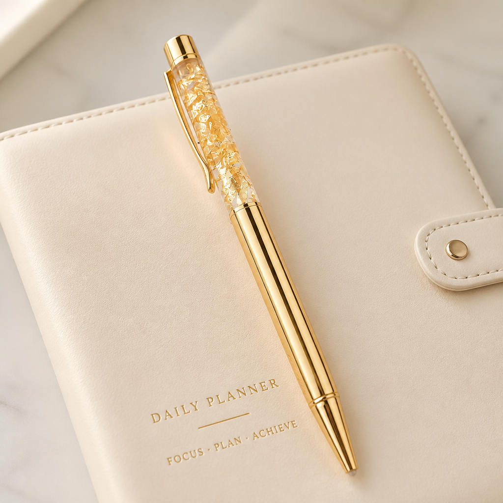 Oil Infused Foil Ballpoint Pens | Gold and Rose Gold Foil | Premium Stationery