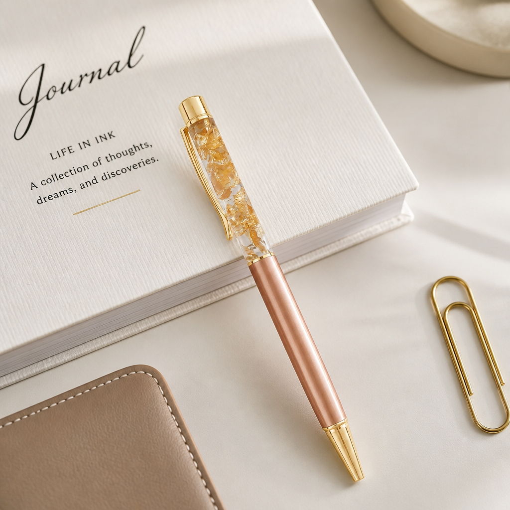 Oil Infused Foil Ballpoint Pens | Gold and Rose Gold Foil | Premium Stationery