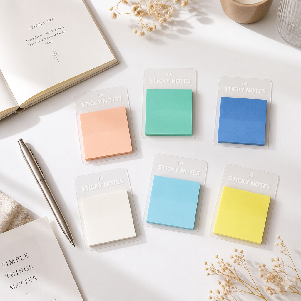 Square Transparent Sticky Notes 5cm x 5cm 50 Sheets | 6 Available Colours