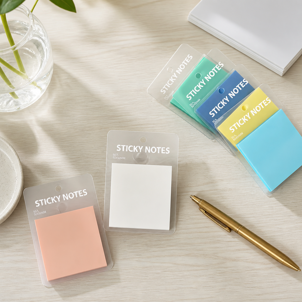 Square Transparent Sticky Notes 5cm x 5cm 50 Sheets | 6 Available Colours