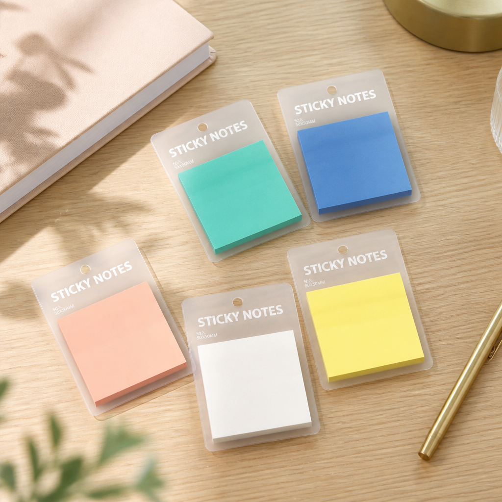 Square Transparent Sticky Notes 5cm x 5cm 50 Sheets | 6 Available Colours