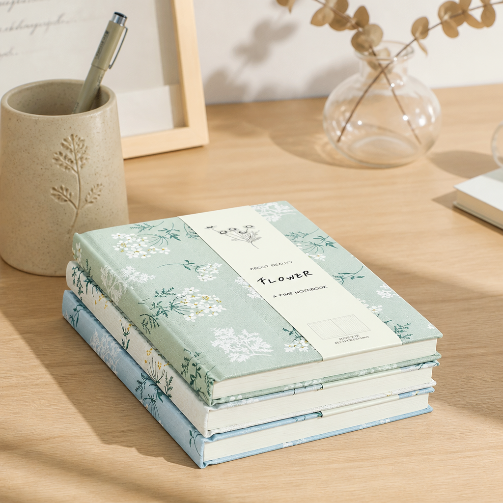 A5 Extra Thick Hardcover Cloth Notebook | Flower Series