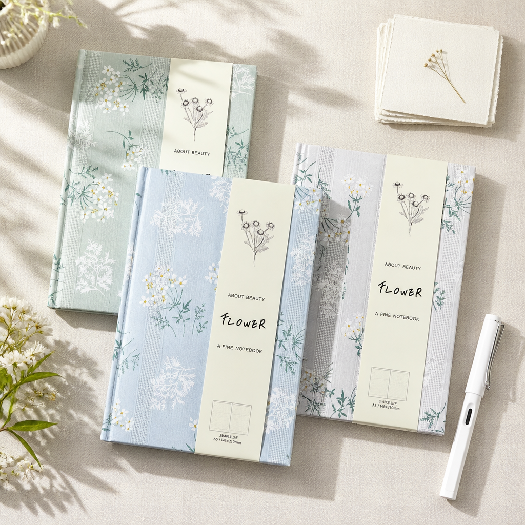 A5 Extra Thick Hardcover Cloth Notebook | Flower Series