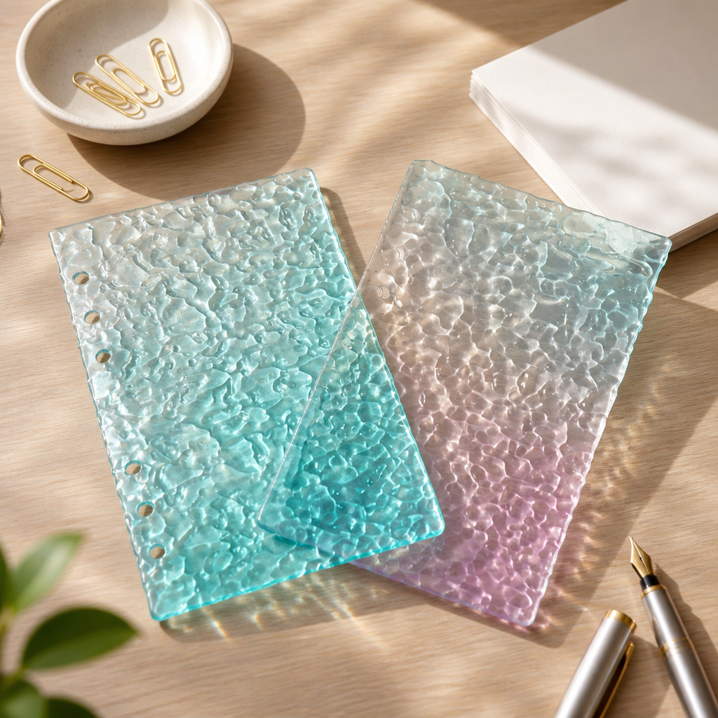 Tablero Acrílico | A5 | Transparente Cristal | Diseño Curvo Negro