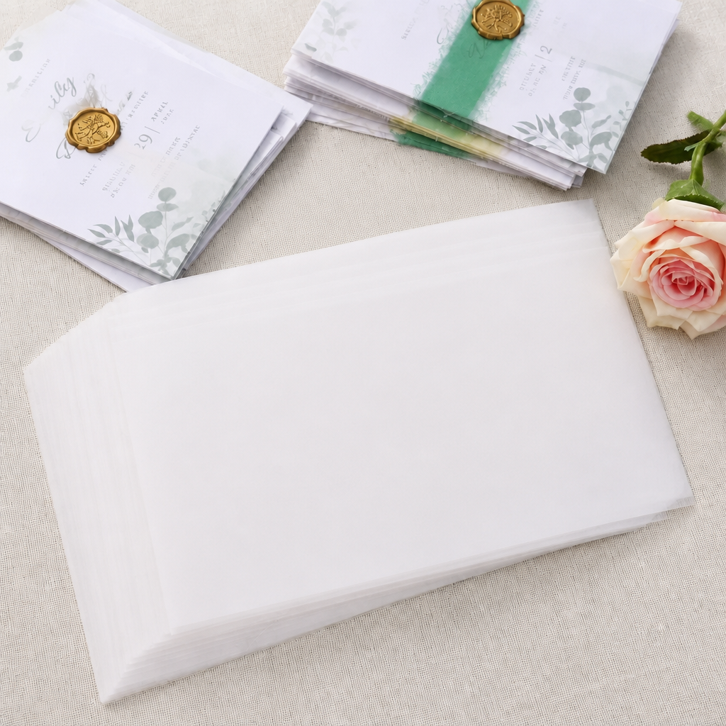 Precut Unfolded 130gsm Vellum for 5x7 inch Wedding Invitation Jackets