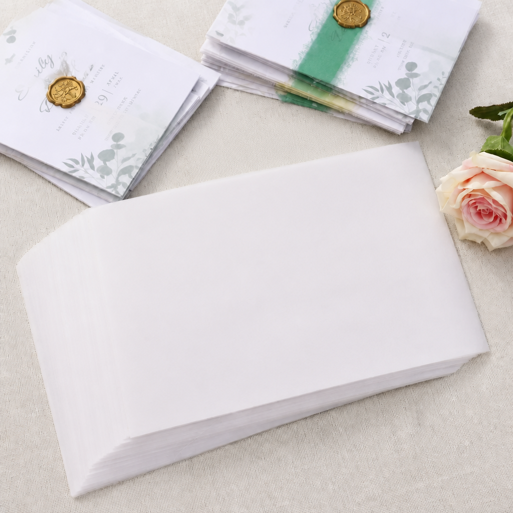 Precut Unfolded 130gsm Vellum for 5x7 inch Wedding Invitation Jackets
