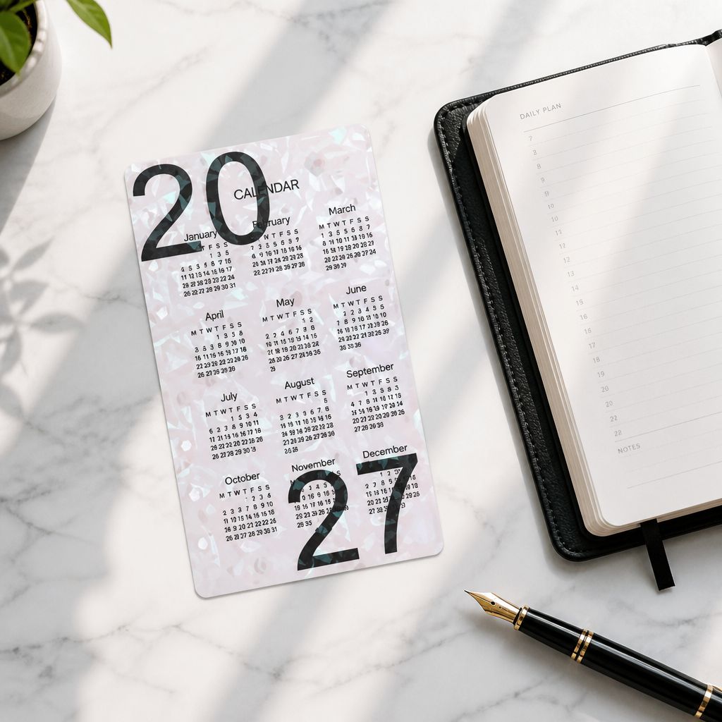 2027 Black Holographic Yearly Calendar Dashboard | A6 Ring Binder