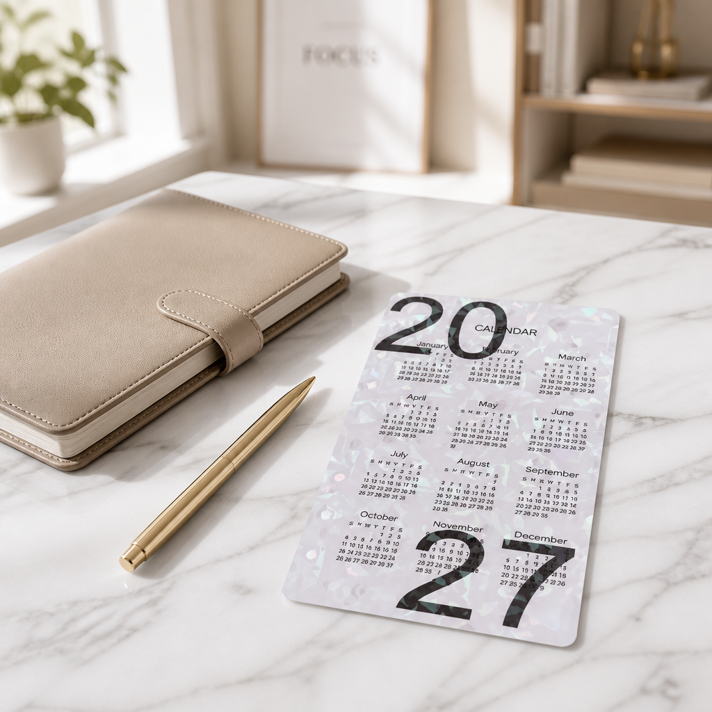2027 Black Holographic Yearly Calendar Dashboard | A6 Ring Binder