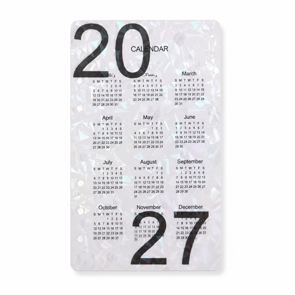 2027 Black Holographic Yearly Calendar Dashboard | A6 Ring Binder