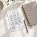 2027 White Holographic Yearly Calendar Dashboard | A6 Ring Binder