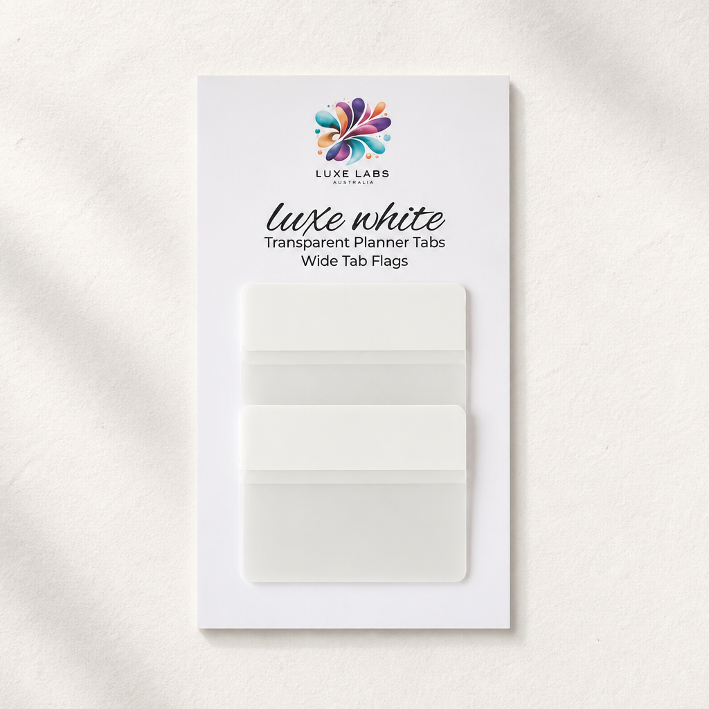 Transparent Planner Flags | Wide Tab Flags | Luxe White