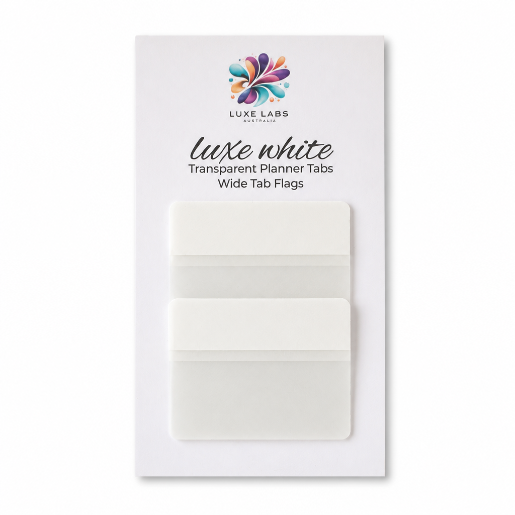 Transparent Planner Flags | Wide Tab Flags | Luxe White
