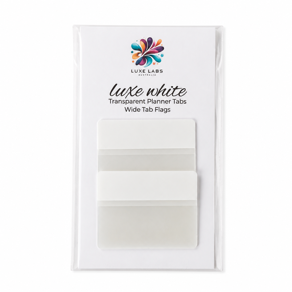 Transparent Planner Flags | Wide Tab Flags | Luxe White