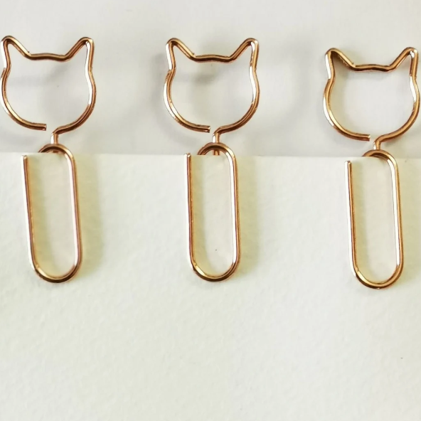 Kitten Metal Paperclips | Gold | 5 Pack