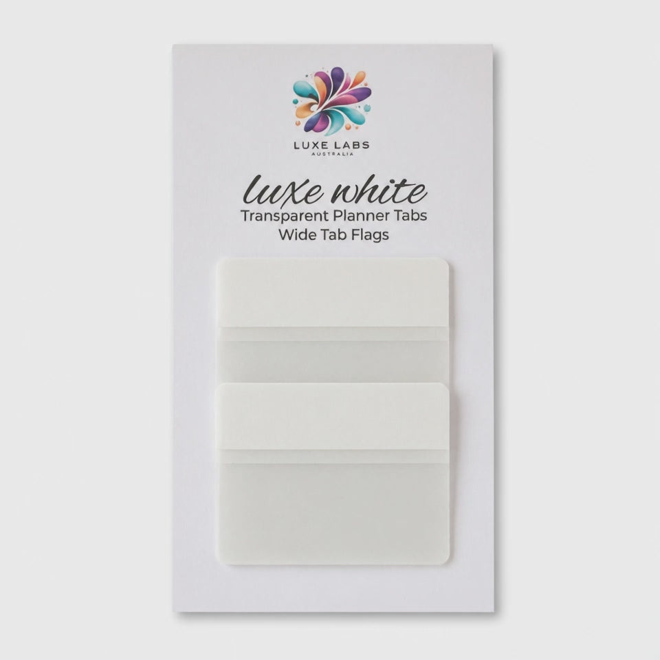 Transparent Planner Flags | Wide Tab Flags | Luxe White